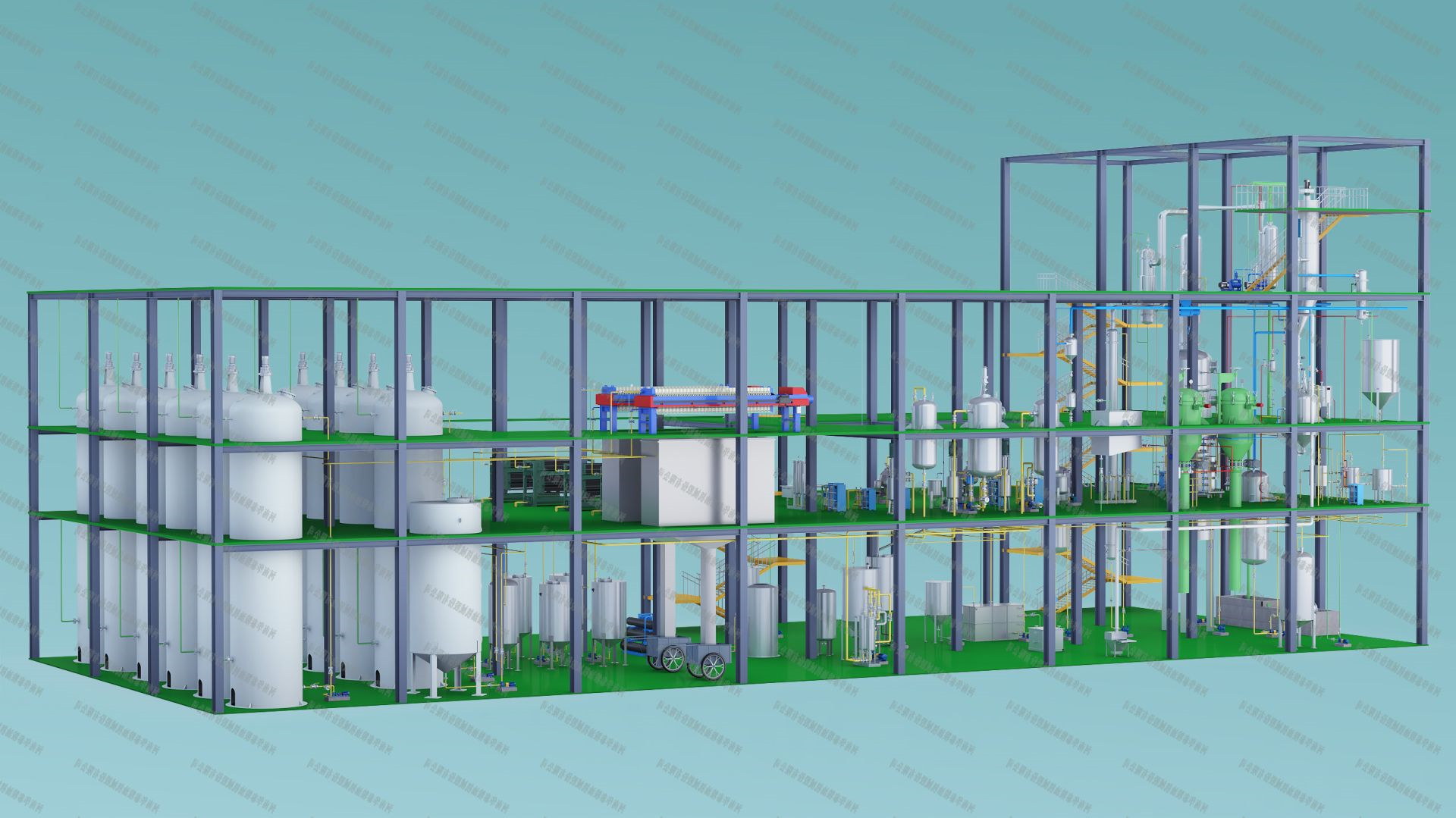 油脂精炼设备3D模拟图